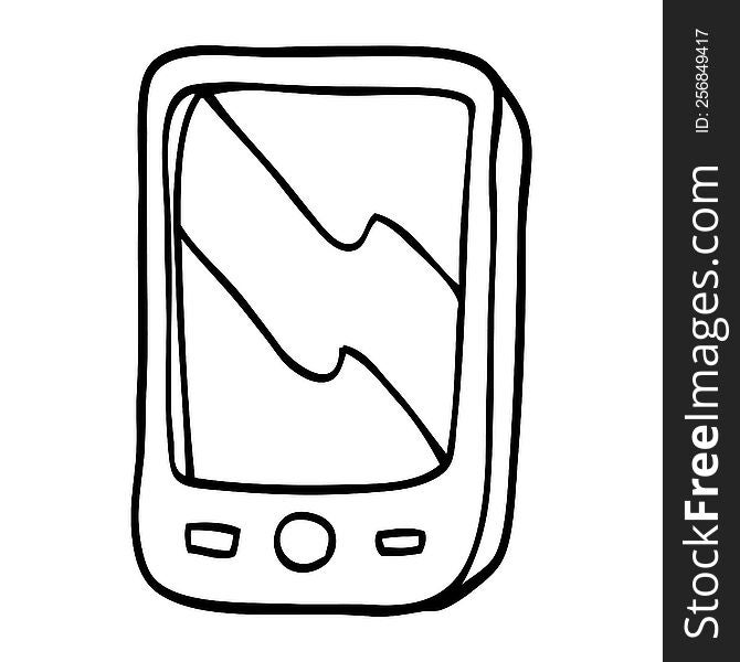 line drawing cartoon mobile phone