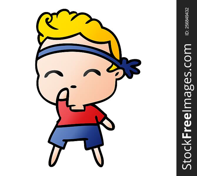 freehand drawn gradient cartoon of kawaii cute fitness boy