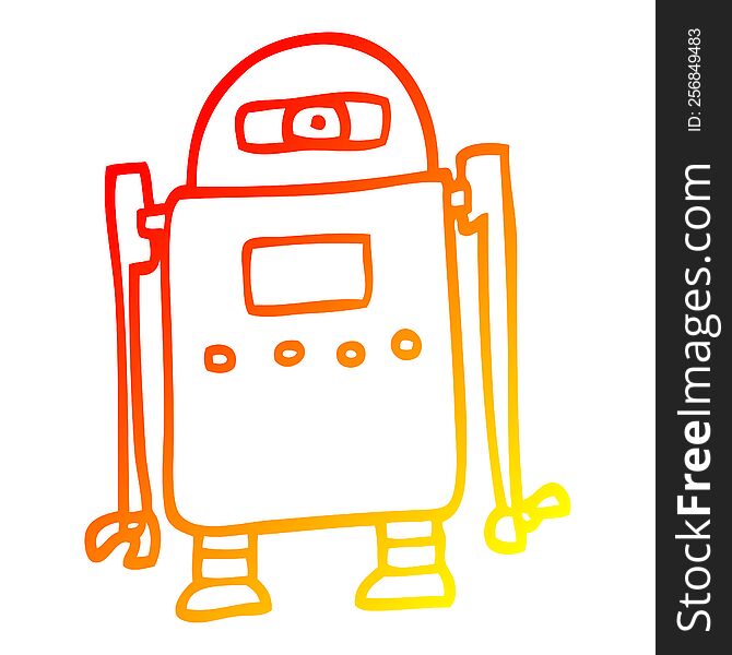 Warm Gradient Line Drawing Cartoon Robot