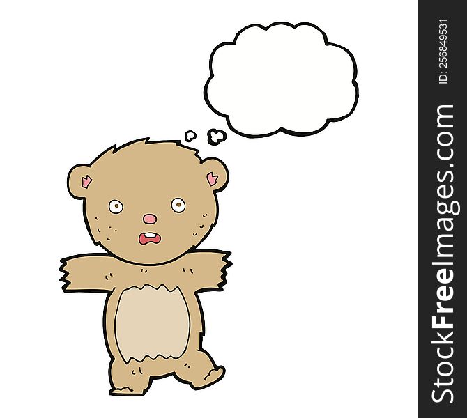 Cartoon Shocked Teddy Bear With Thought Bubble