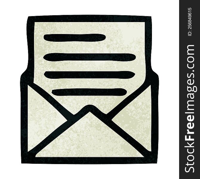 Retro Grunge Texture Cartoon Letter And Envelope