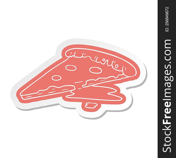 cartoon sticker of a slice of pizza