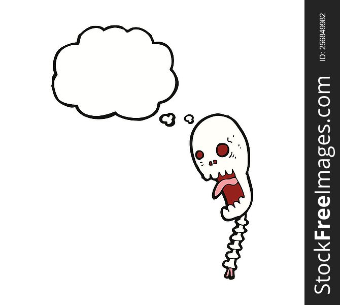 Funny Cartoon Skull With Thought Bubble