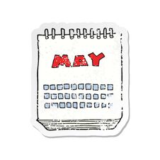 Retro Distressed Sticker Of A Cartoon Calendar Showing Month Of May Royalty Free Stock Photography