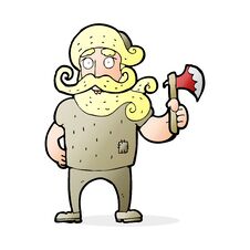 Cartoon Lumberjack With Axe Royalty Free Stock Photos