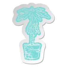 Distressed Old Sticker Of A House Plant Royalty Free Stock Photo