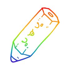 Rainbow Gradient Line Drawing Cute Cartoon Pencil Royalty Free Stock Image
