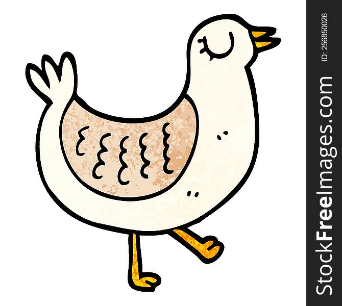 Grunge Textured Illustration Cartoon Bird