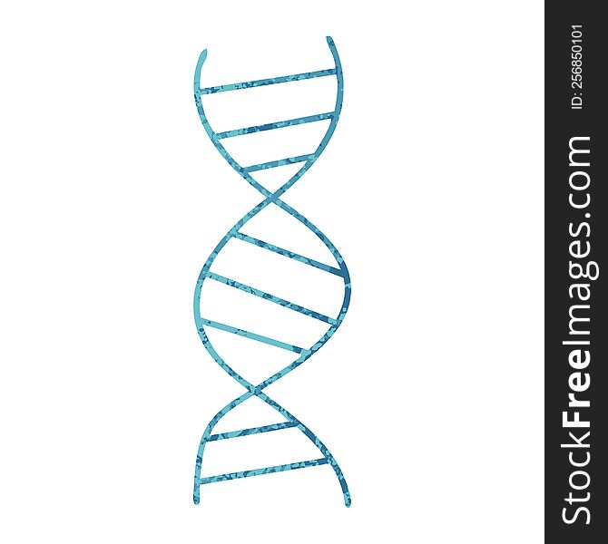 retro illustration style cartoon of a DNA strand