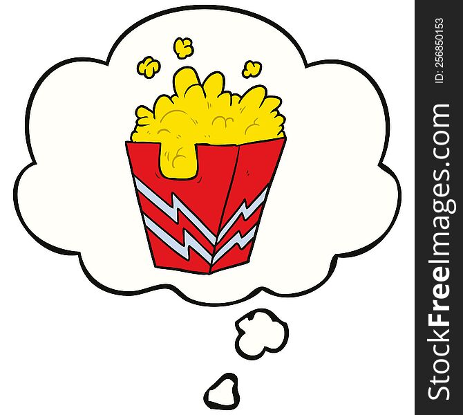 Cartoon Box Of Popcorn And Thought Bubble