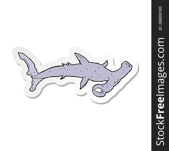 Sticker Of A Cartoon Hammerhead Shark