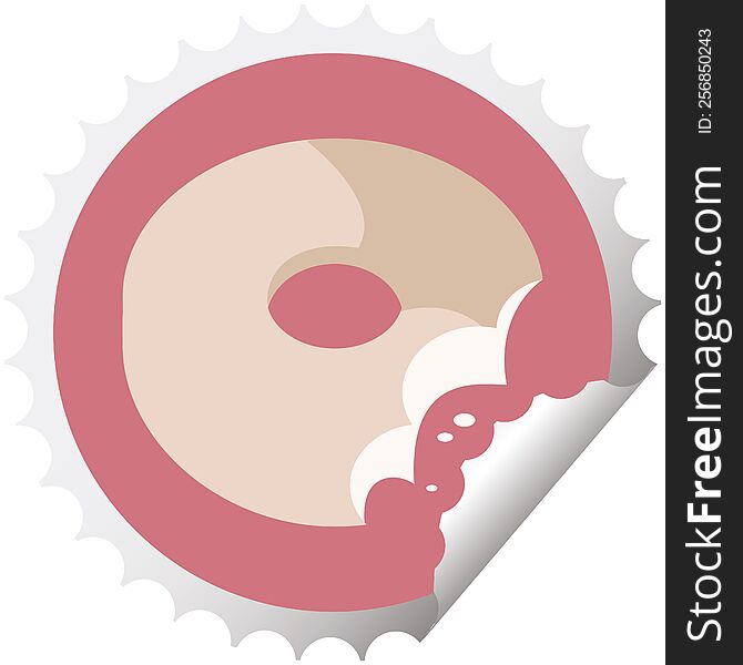 bitten donut graphic vector illustration round sticker stamp. bitten donut graphic vector illustration round sticker stamp