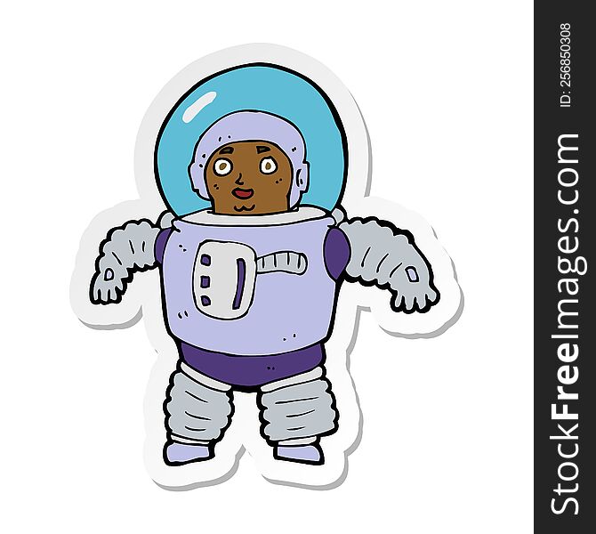 sticker of a cartoon space man