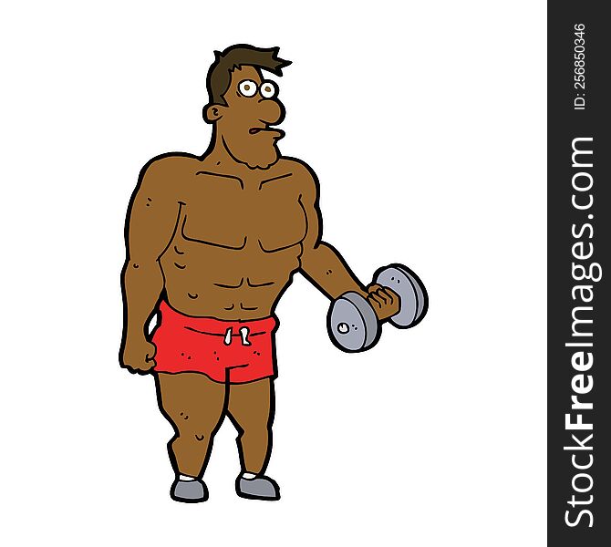 cartoon man lifting weights