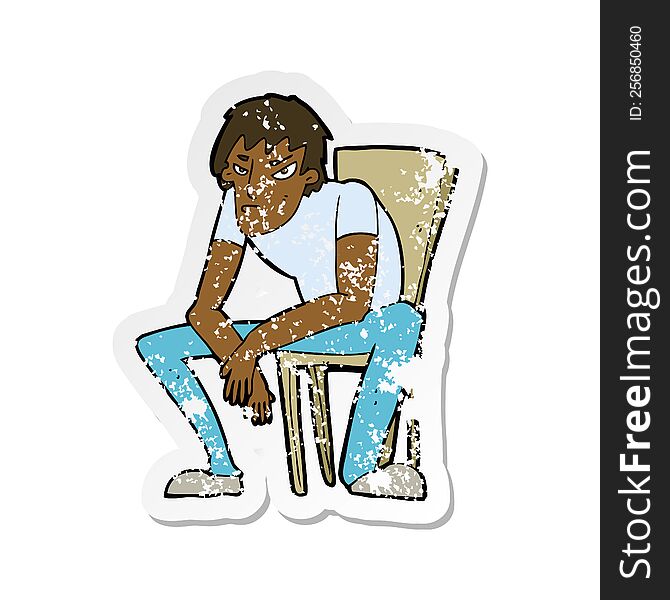 retro distressed sticker of a cartoon dejected man
