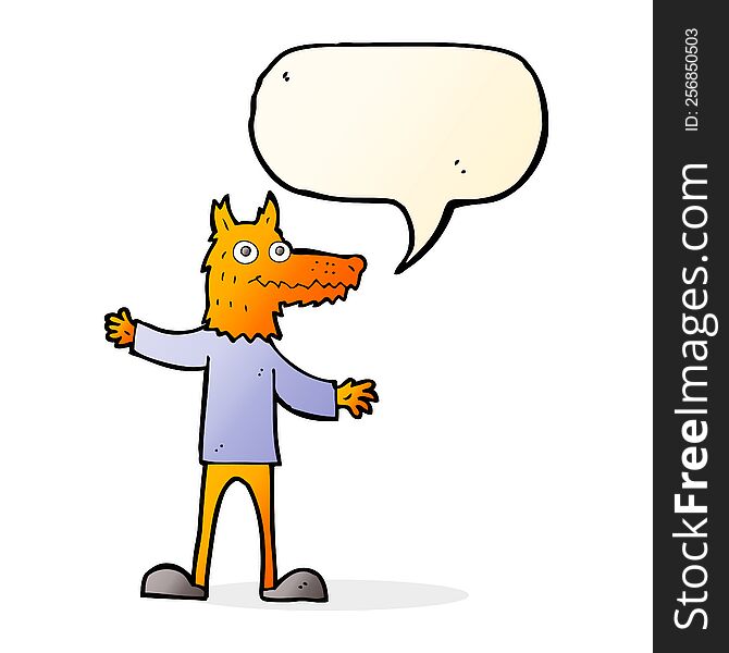 Cartoon Fox Man With Speech Bubble