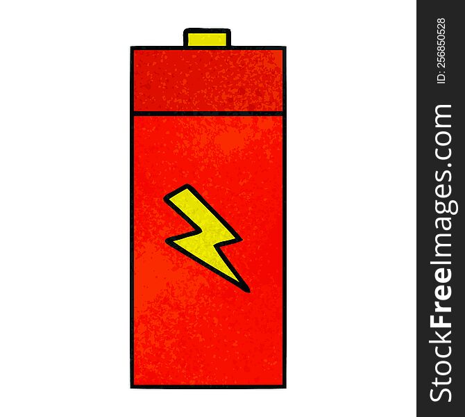 retro grunge texture cartoon of a electrical battery
