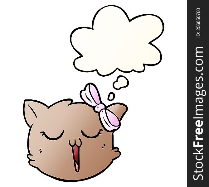 cartoon cat face with thought bubble in smooth gradient style