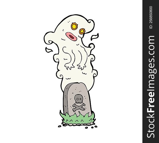 cartoon ghost rising from grave