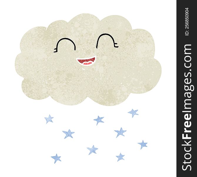 freehand retro cartoon cloud snowing