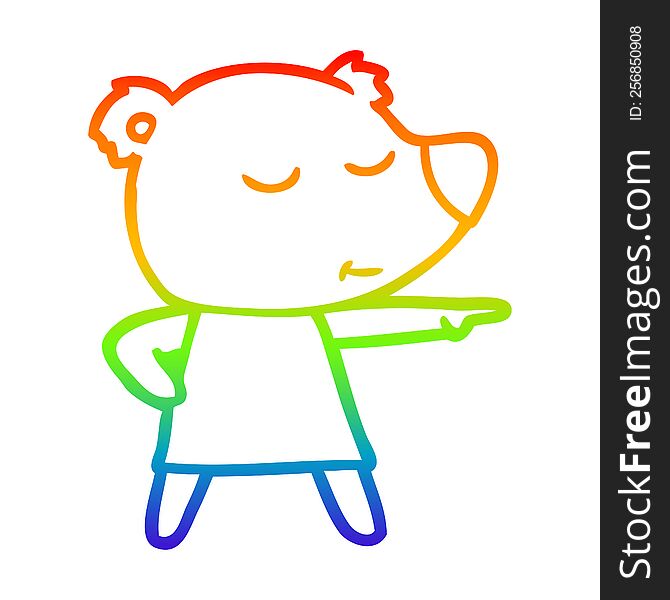 Rainbow Gradient Line Drawing Cartoon Polar Bear Wearing Dress