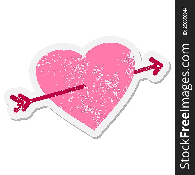 heart with arrow grunge sticker