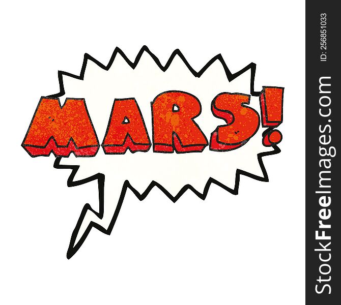 freehand speech bubble textured cartoon Mars text symbol