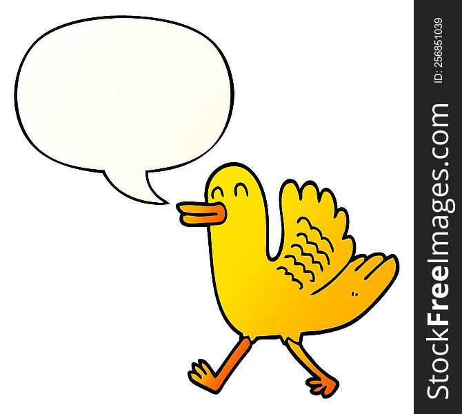 cartoon duck with speech bubble in smooth gradient style