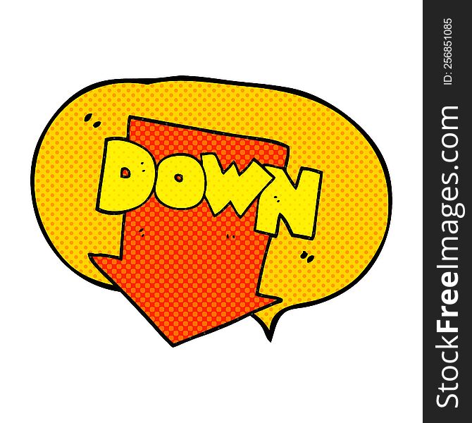 Comic Book Speech Bubble Cartoon Down Arrow Symbol