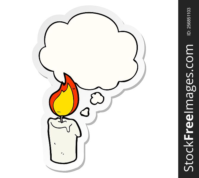 Cartoon Candle And Thought Bubble As A Printed Sticker