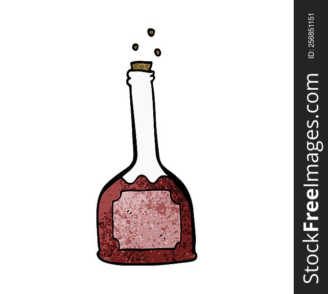 cartoon doodle bottle of red wine