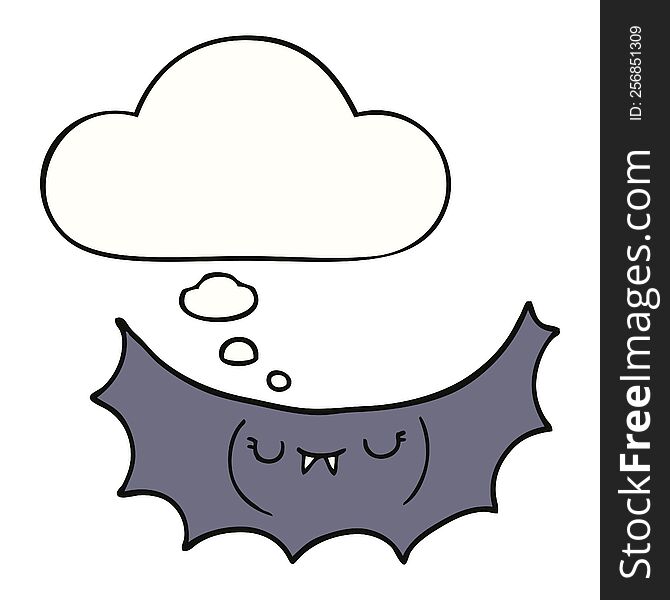 Cartoon Vampire Bat And Thought Bubble