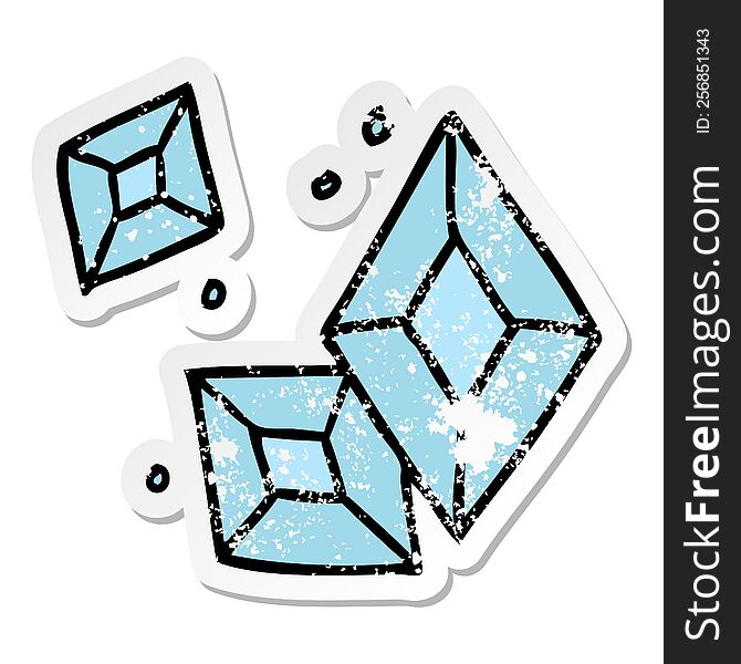 hand drawn distressed sticker cartoon doodle of some diamonds