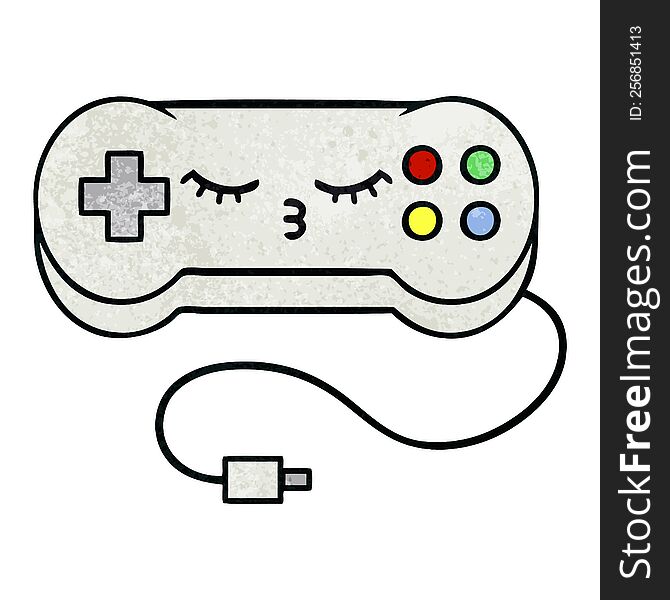 retro grunge texture cartoon of a game controller