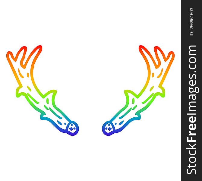 rainbow gradient line drawing of a cartoon antlers