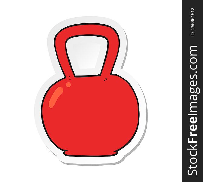 sticker of a cartoon kettle bell