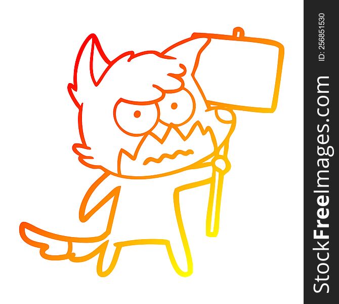 warm gradient line drawing of a cartoon annoyed fox