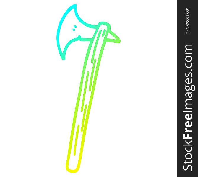 cold gradient line drawing of a cartoon golden large axe