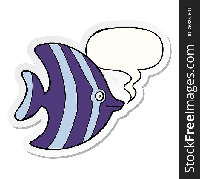 Cartoon Angel Fish And Speech Bubble Sticker