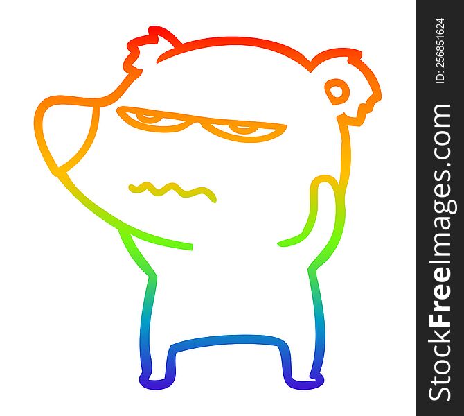 Rainbow Gradient Line Drawing Angry Bear Polar Cartoon