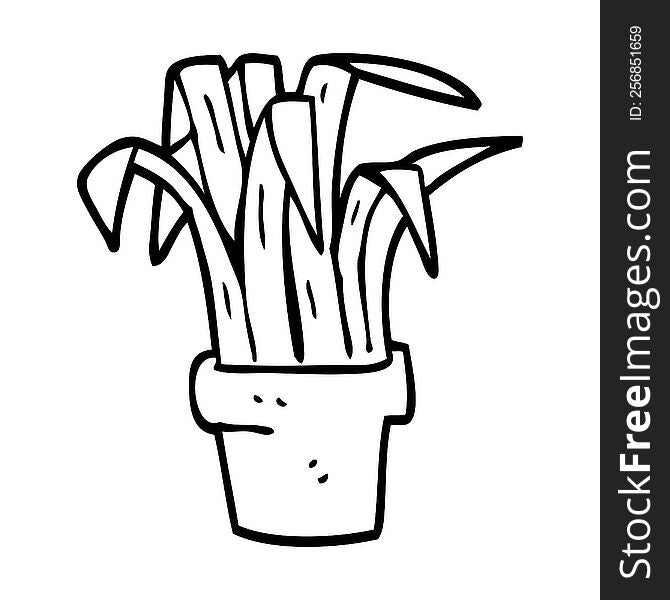 line drawing cartoon indoor plant