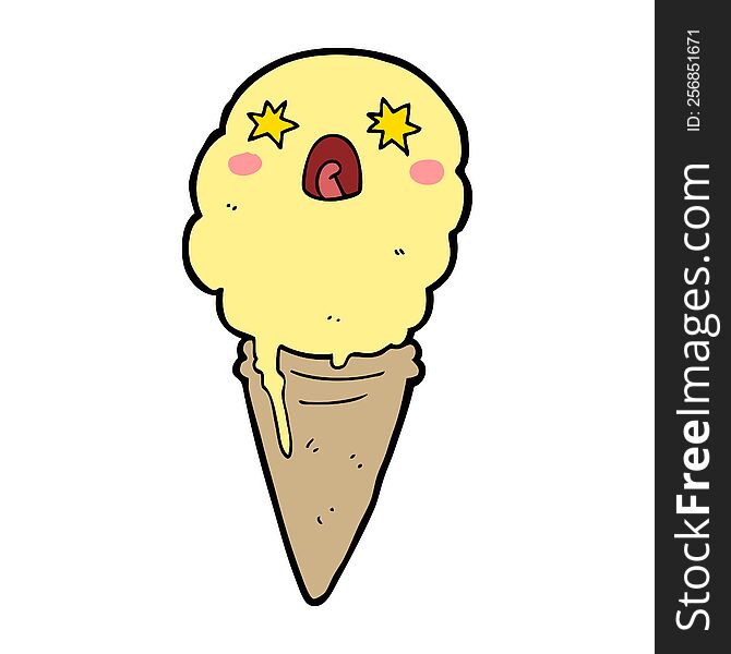 cartoon shocked ice cream