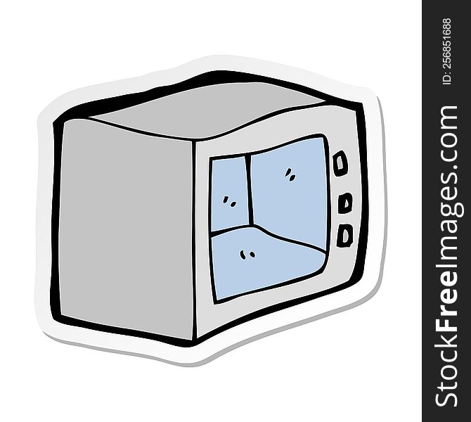 Sticker Of A Cartoon Microwave