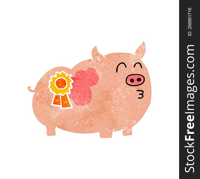 Retro Cartoon Prize Winning Pig