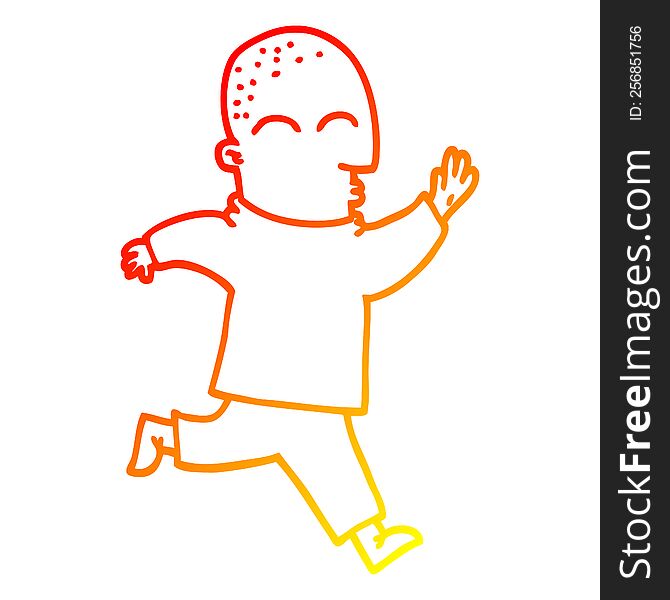 Warm Gradient Line Drawing Cartoon Man Running