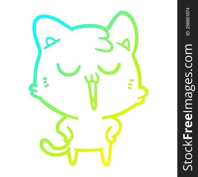 cold gradient line drawing cartoon cat singing