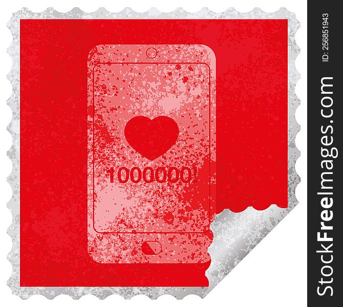 mobile phone showing 1000000 likes square peeling sticker