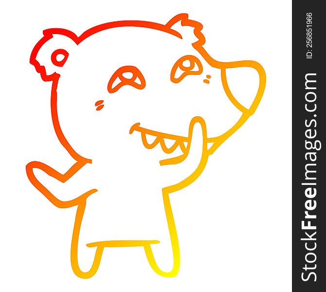 warm gradient line drawing of a cartoon bear showing teeth