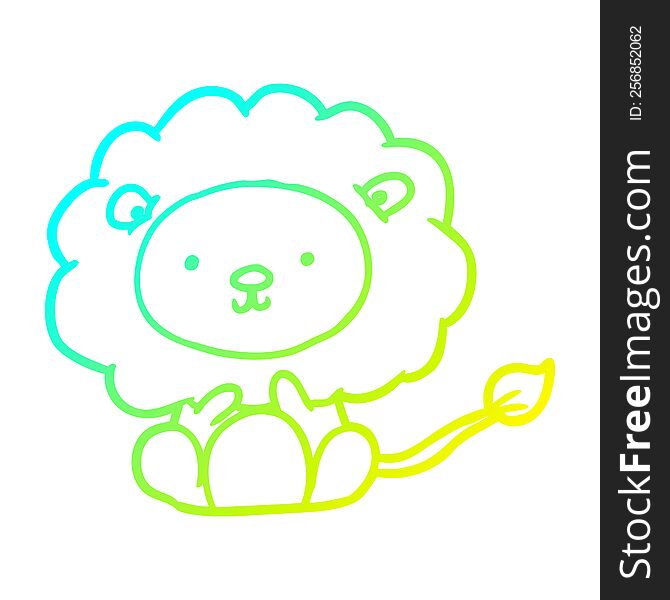 Cold Gradient Line Drawing Cute Lion