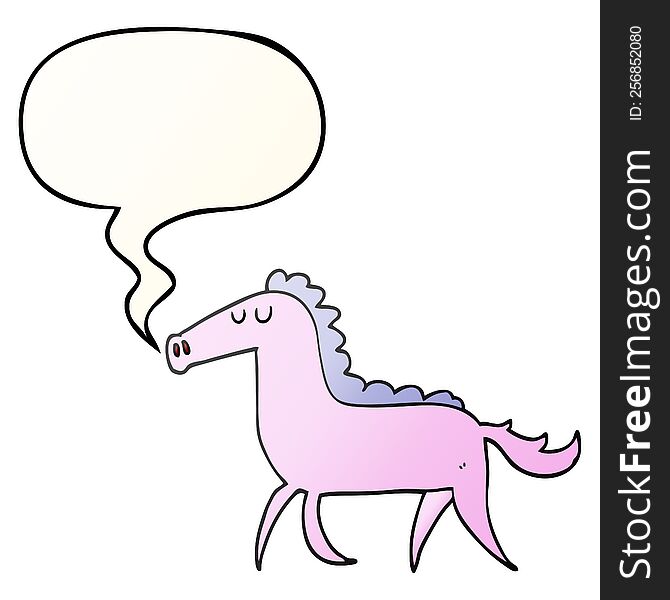 Cartoon Horse And Speech Bubble In Smooth Gradient Style